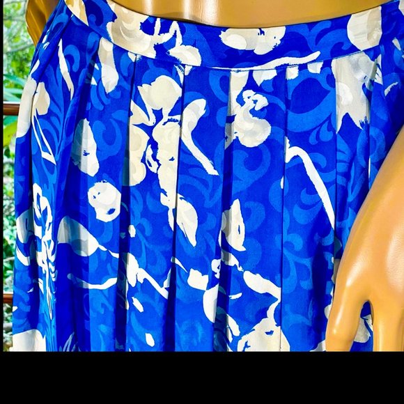▪️VTG▪️MAGGY LONDON▪️80's Floral Scroll Jacquard Silk 2-Piece Pleated Skirt Set - Picture 8 of 11